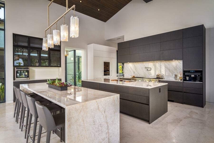 Fumed oak custom kitchen by Aranelli Design near Newport Coast